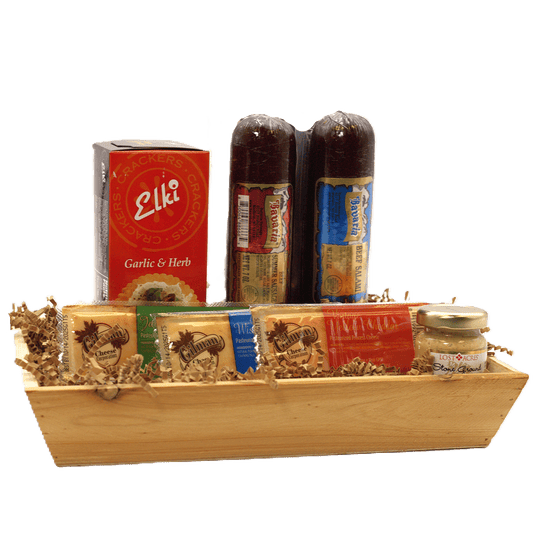 Rustic Meat & Cheese Crate - Delight in this rustic Meat & Cheese Crate, ideal for any occasion. Packed with savory meats and cheeses, it’s the perfect gift!