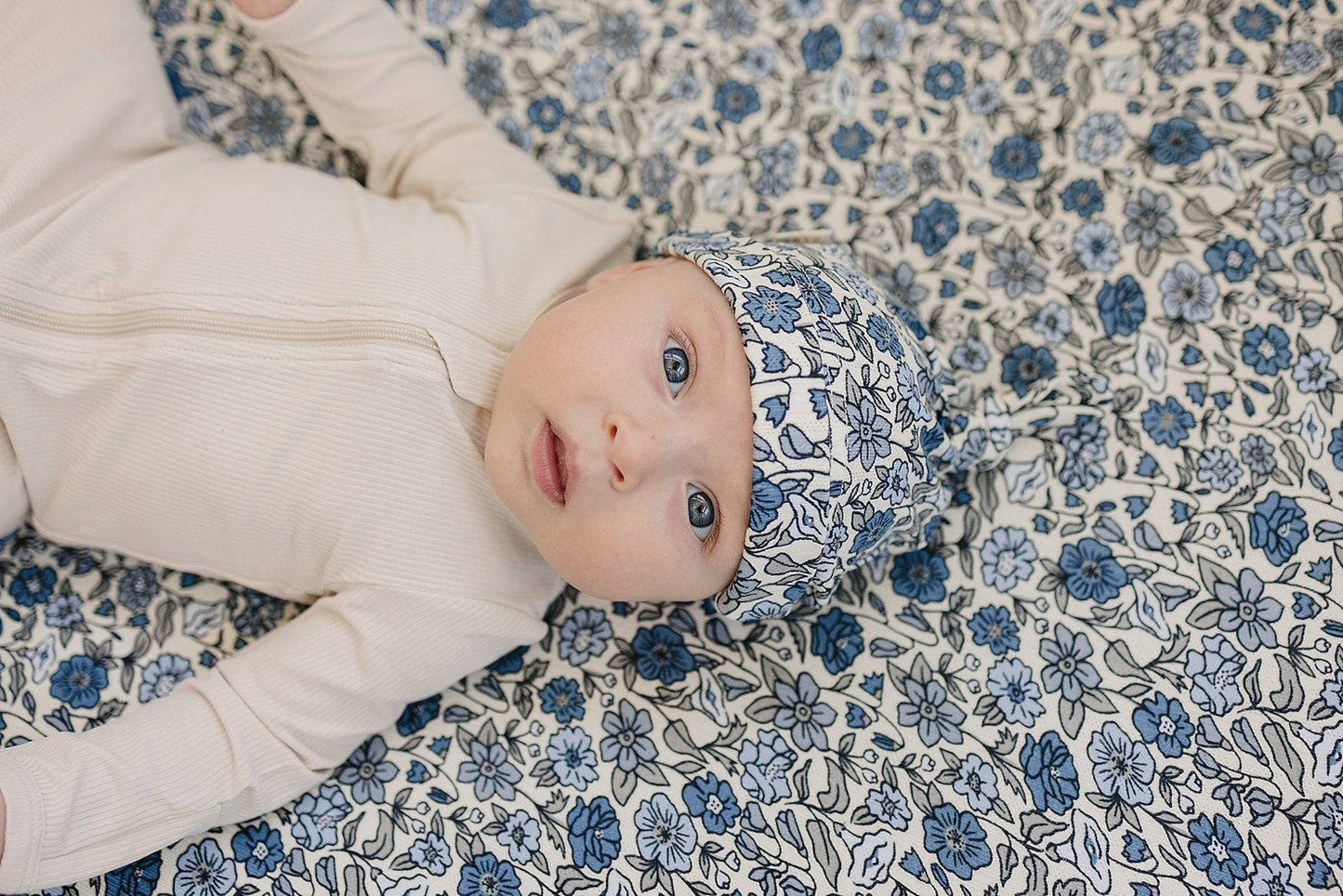 Bluebell Pointelle Bamboo Newborn Knot Hat