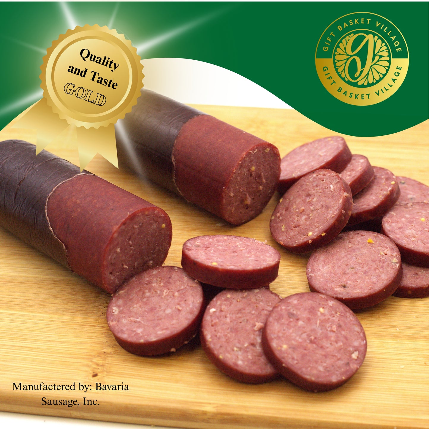 Gourmet Sausage and Cheese Gift Basket with Crackers, Mustard, and Cheese Bars