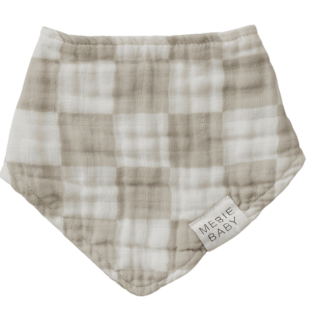 Taupe Checkered Muslin Bib