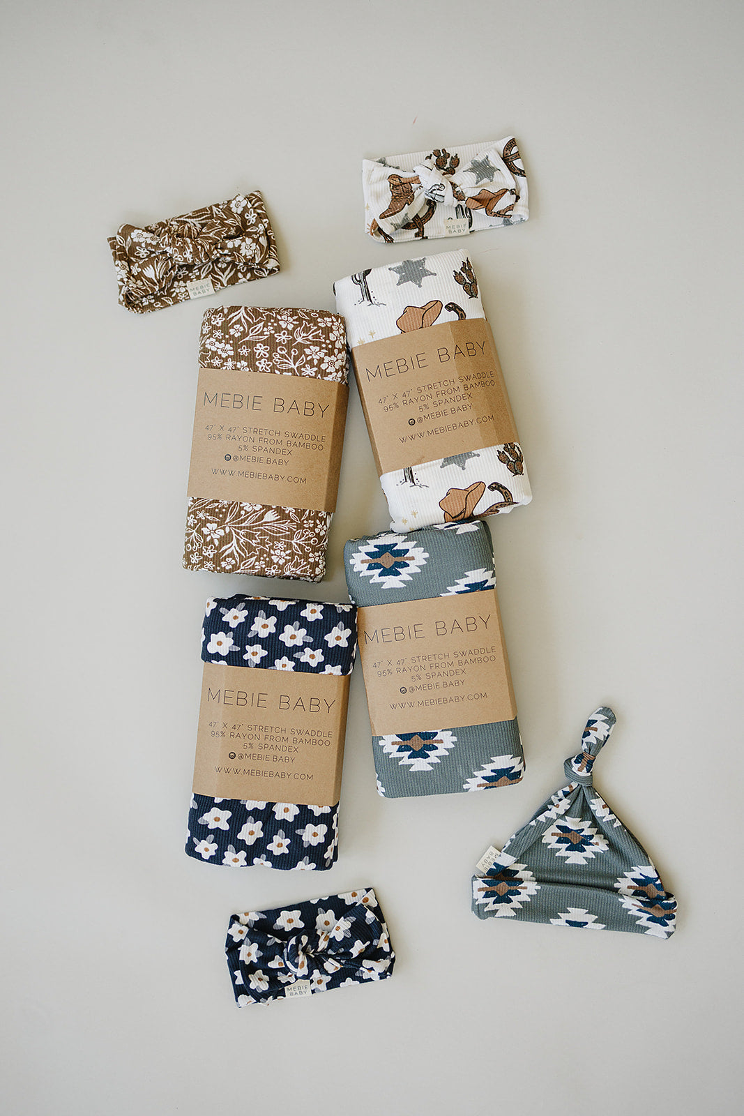 Brown Floral Ribbed Bamboo Head Wrap