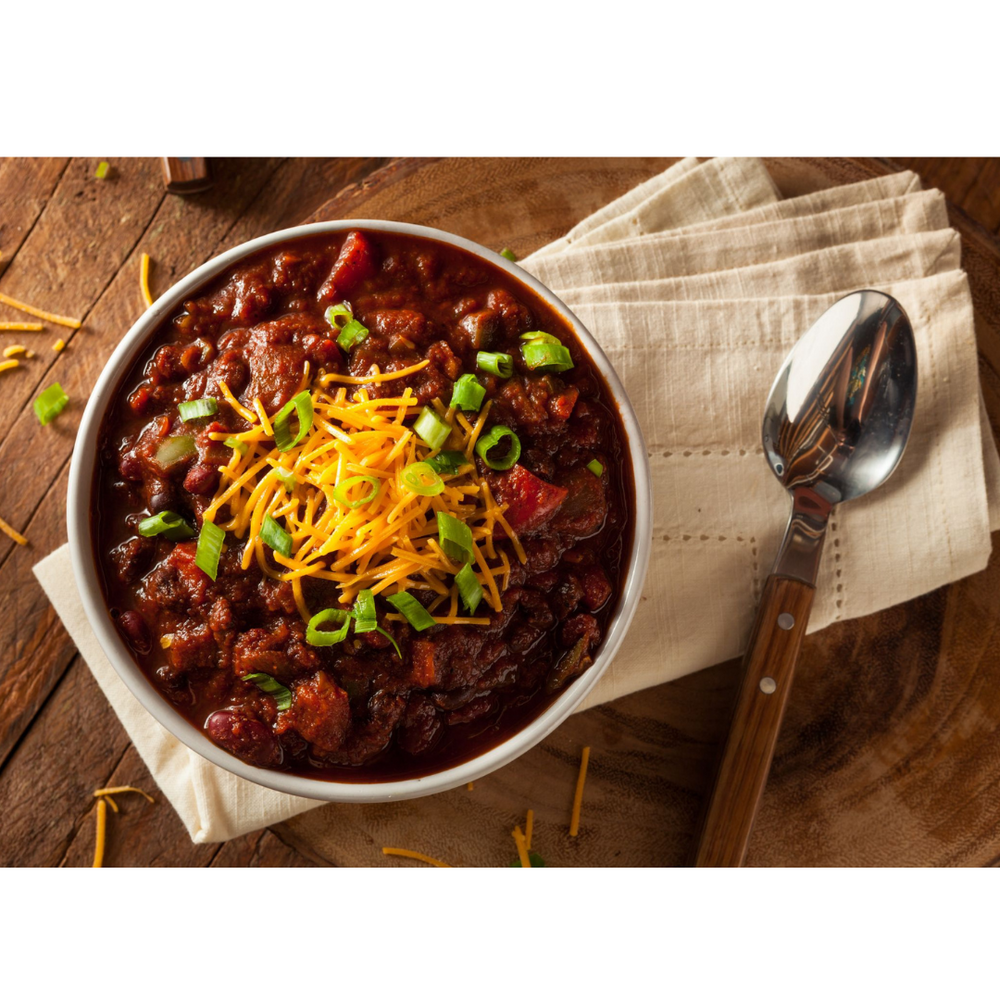 Firehouse chili in a bowl