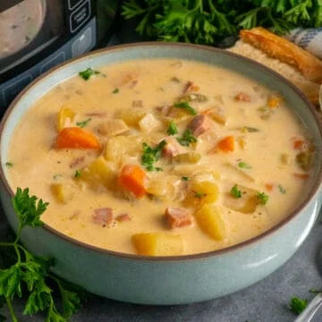 Crock Pot Ham and Potato Soup in a bowl