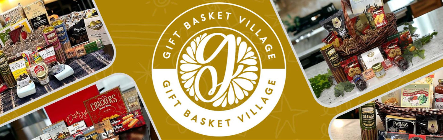 Premium gift baskets and boxes for all occasions, featuring gourmet snacks, holiday treats, corporate gifts, handcrafted food assortments, and elegant packaging from Gift Basket Village.