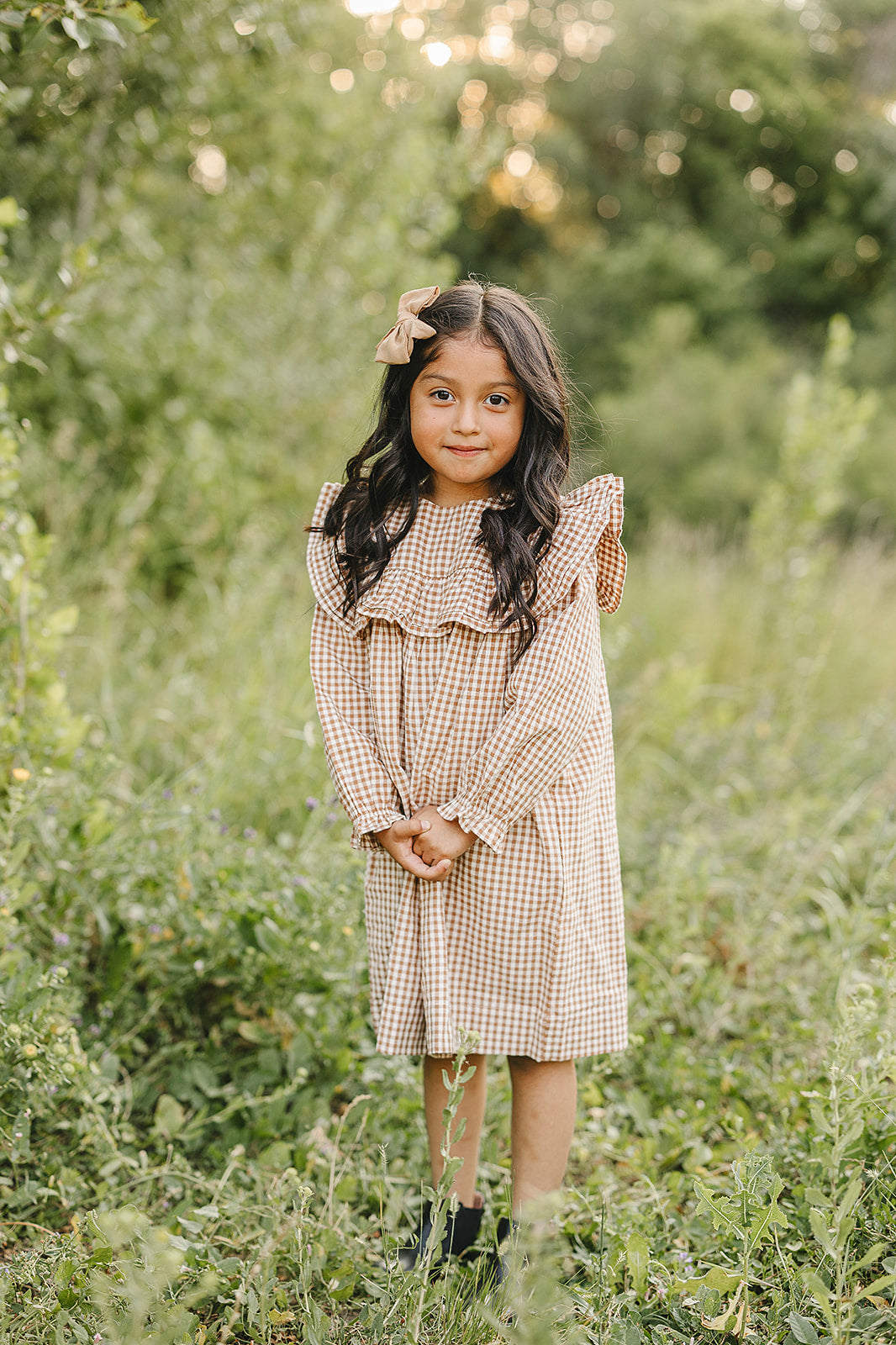 brown gingham toddler dress Brown Gingham Pumpkin Smocked Fall Dress