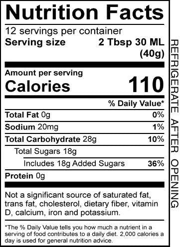 Nutritional Facts for Butter Pecan Syrup