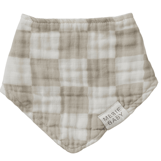 Taupe Checkered Muslin Bib