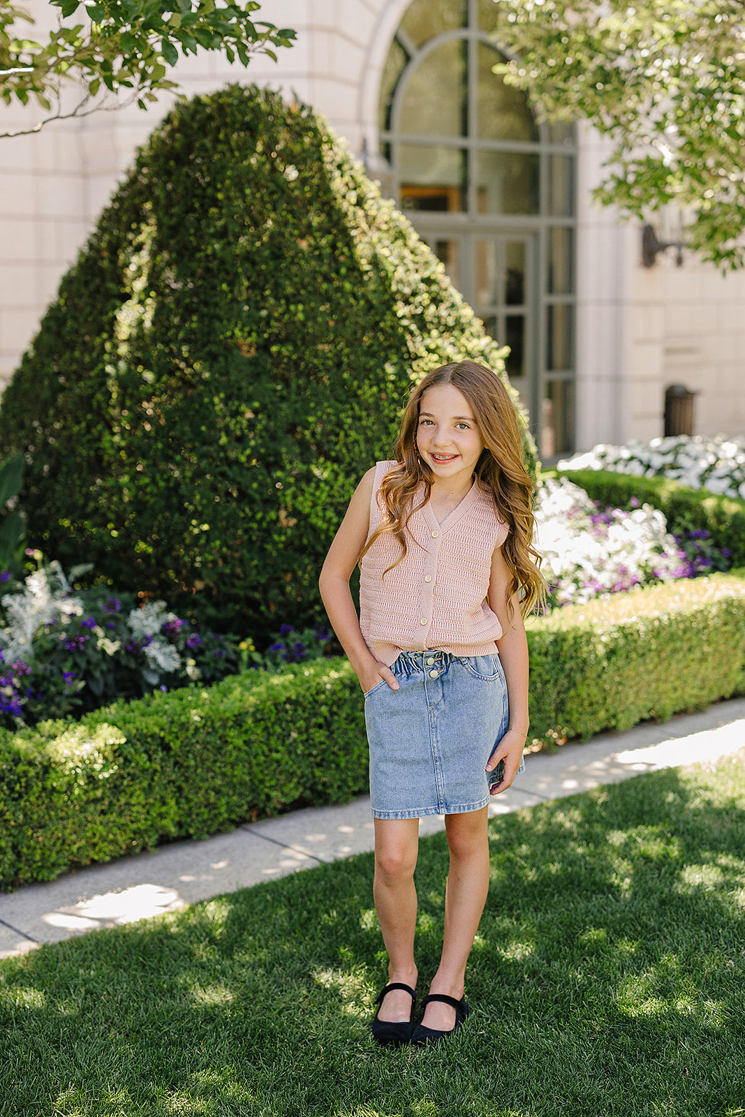 Pink Knit Button Down Vest