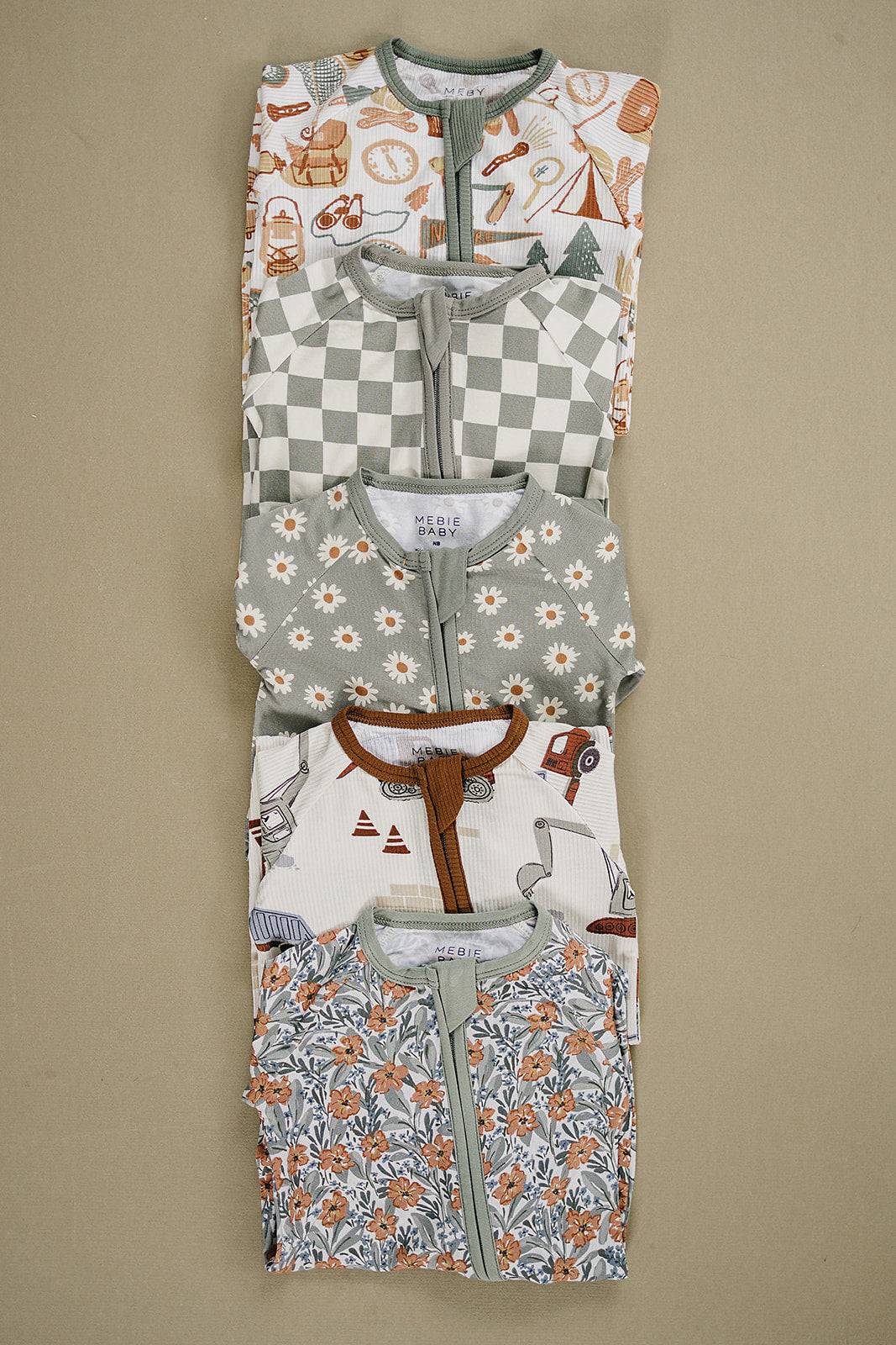 Light Green Checkered Bamboo Zipper