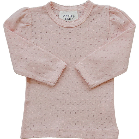Pink Pointelle Long Sleeve Tee