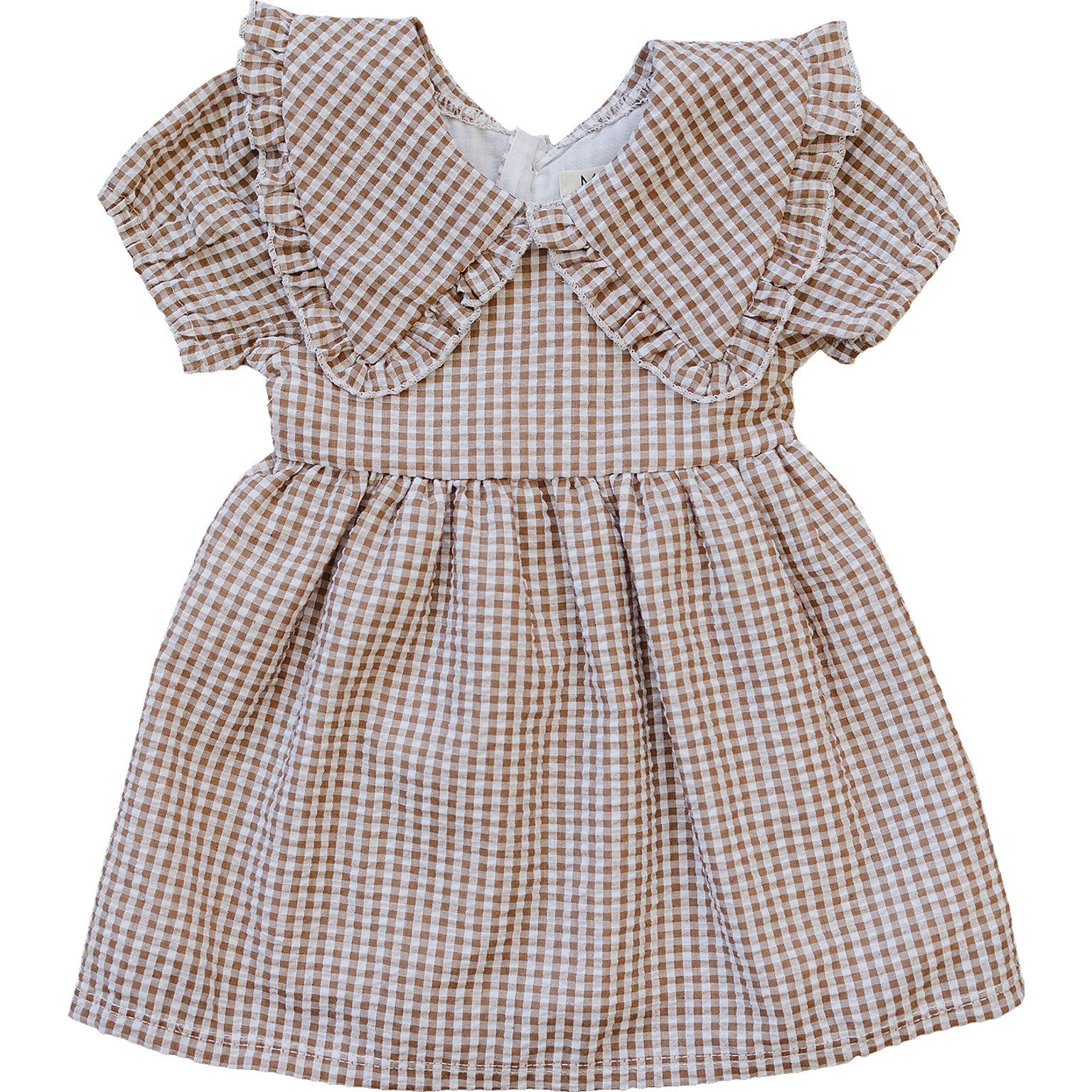 brown gingham toddler dress Peter Pan Collar Best bras for backless Size 30 Made from lightweight seersucker Size:18.5 32/33