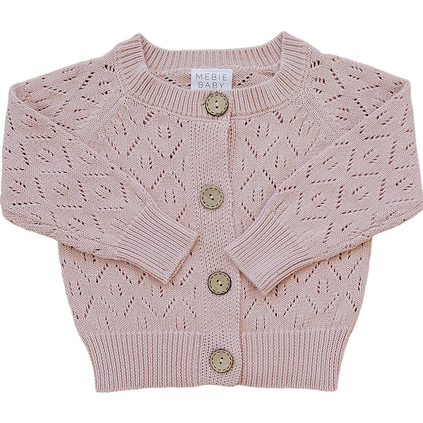 Pink Pointelle Button Down Cardigan