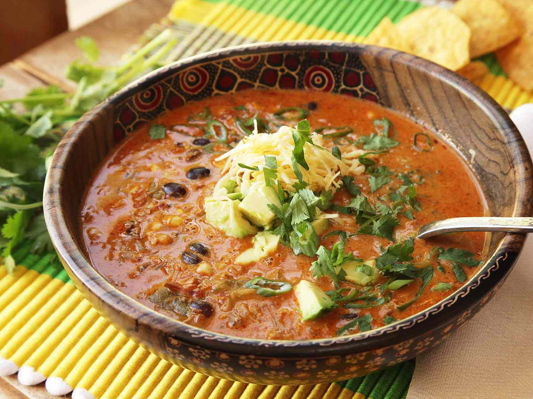 chicken enchilada soup in a bowl