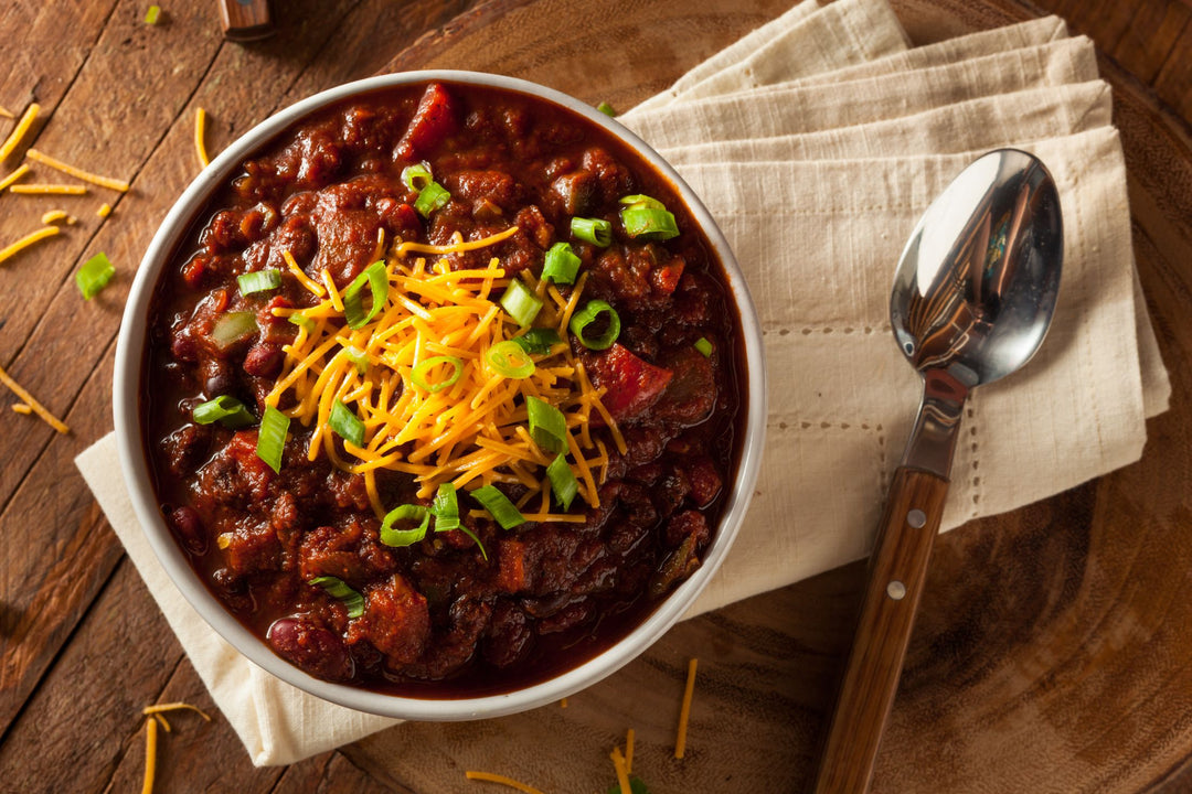 firehouse chili in a bowl