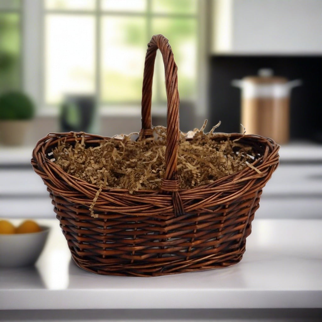 Empty Dad's Delight Gift Basket with rustic charm, ready for custom gifting or as a keepsake for Father’s Day.
