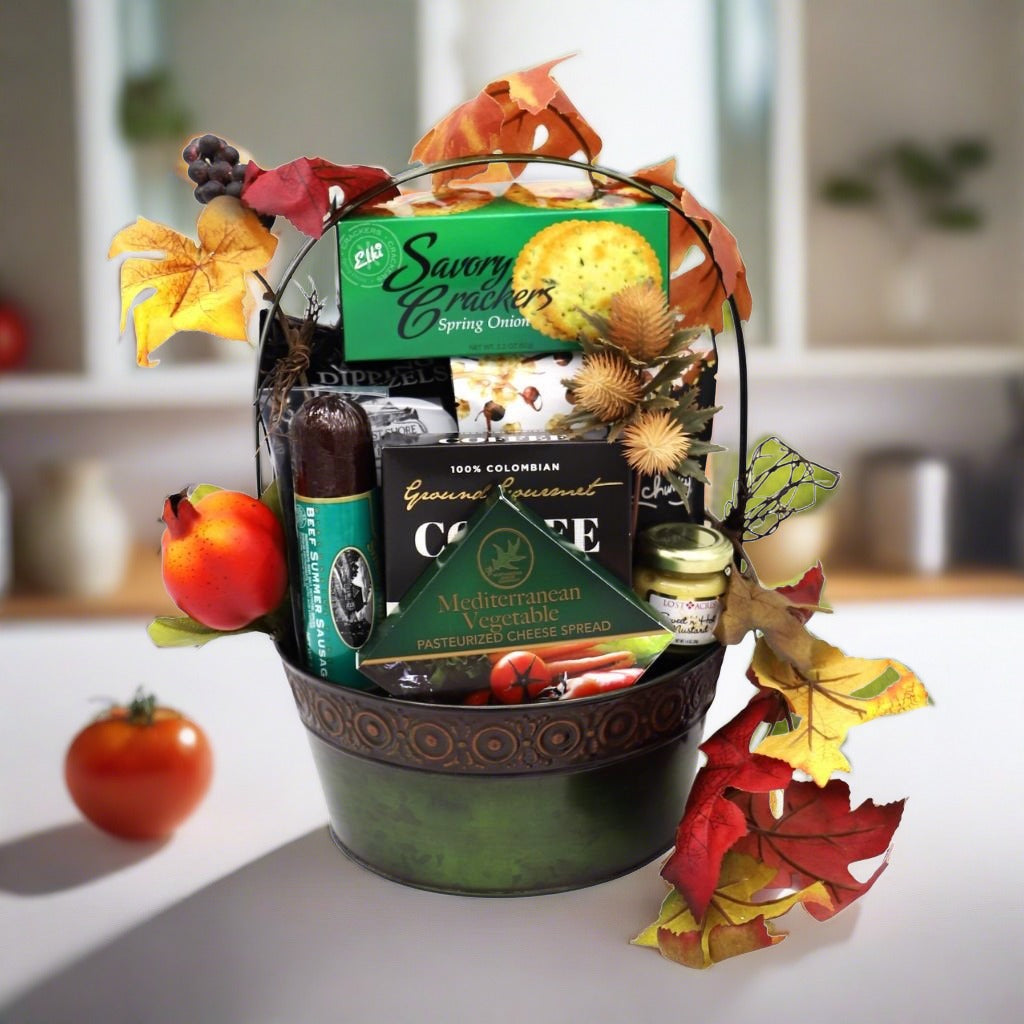 St. Patricks Day gift in a metal basket