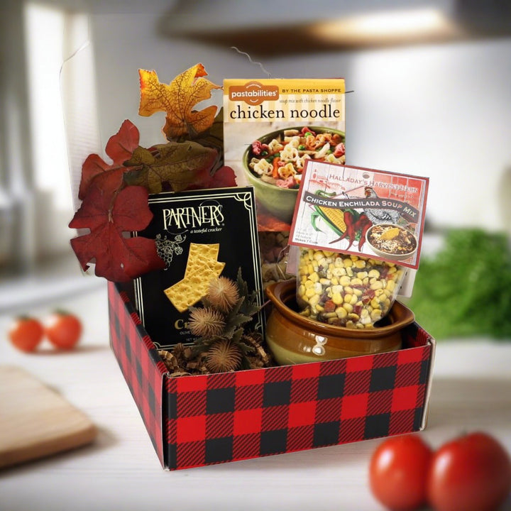 gift box with soup and crackers